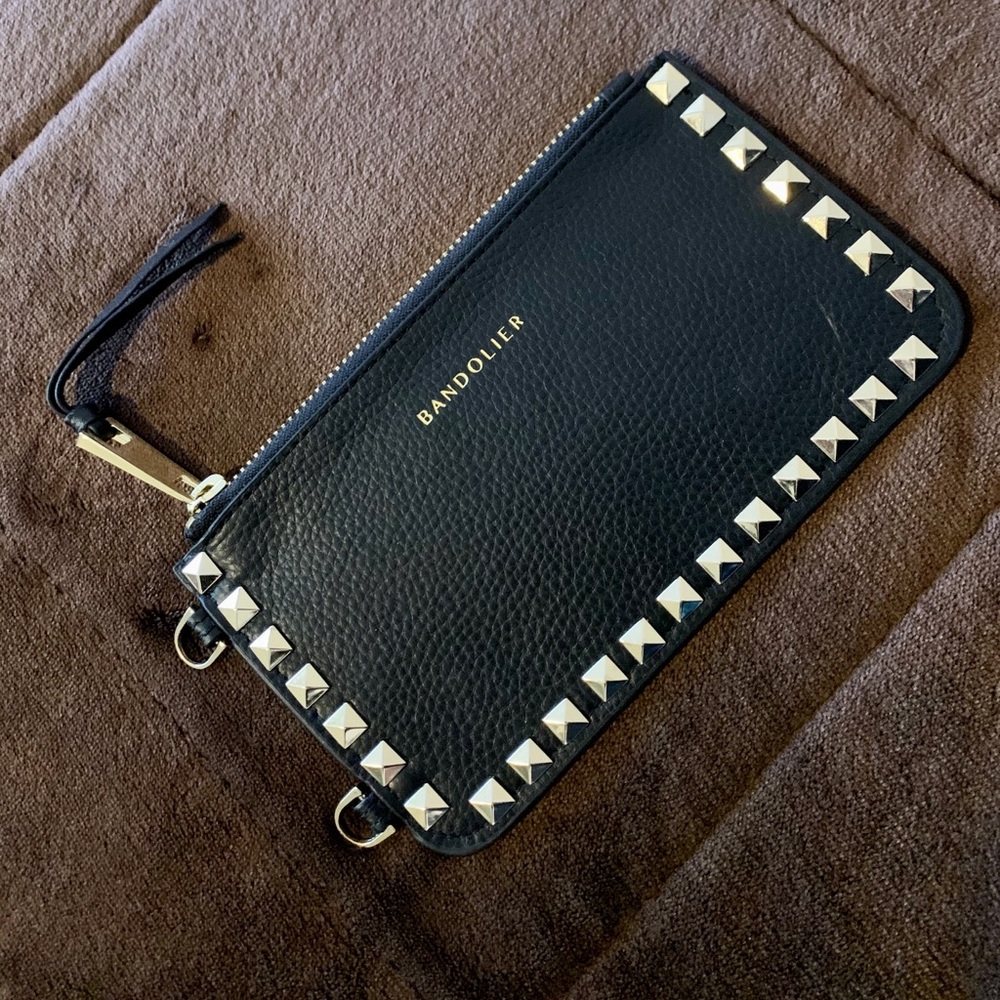 NWOT Bandolier Gold Studded Pebble Leather Pouch
